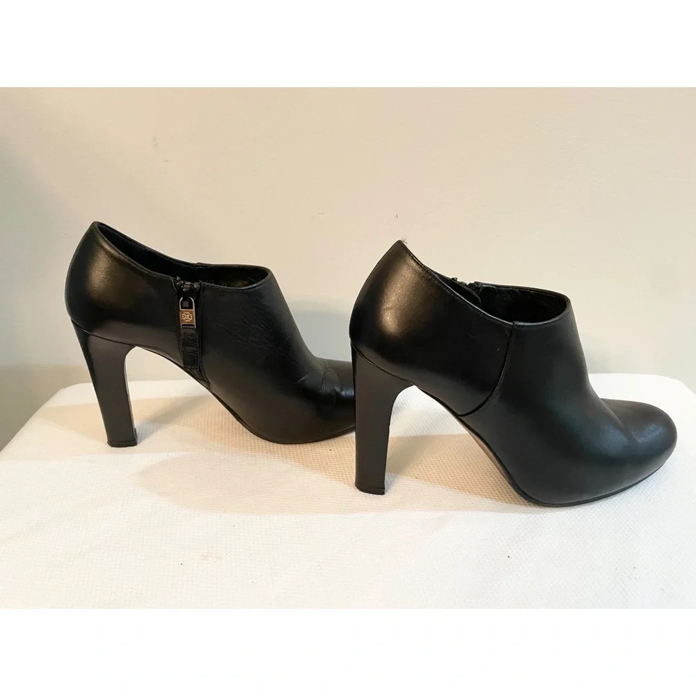 L.K BENNETT LONDON Black Leather Suede Booties Shoes Size 36